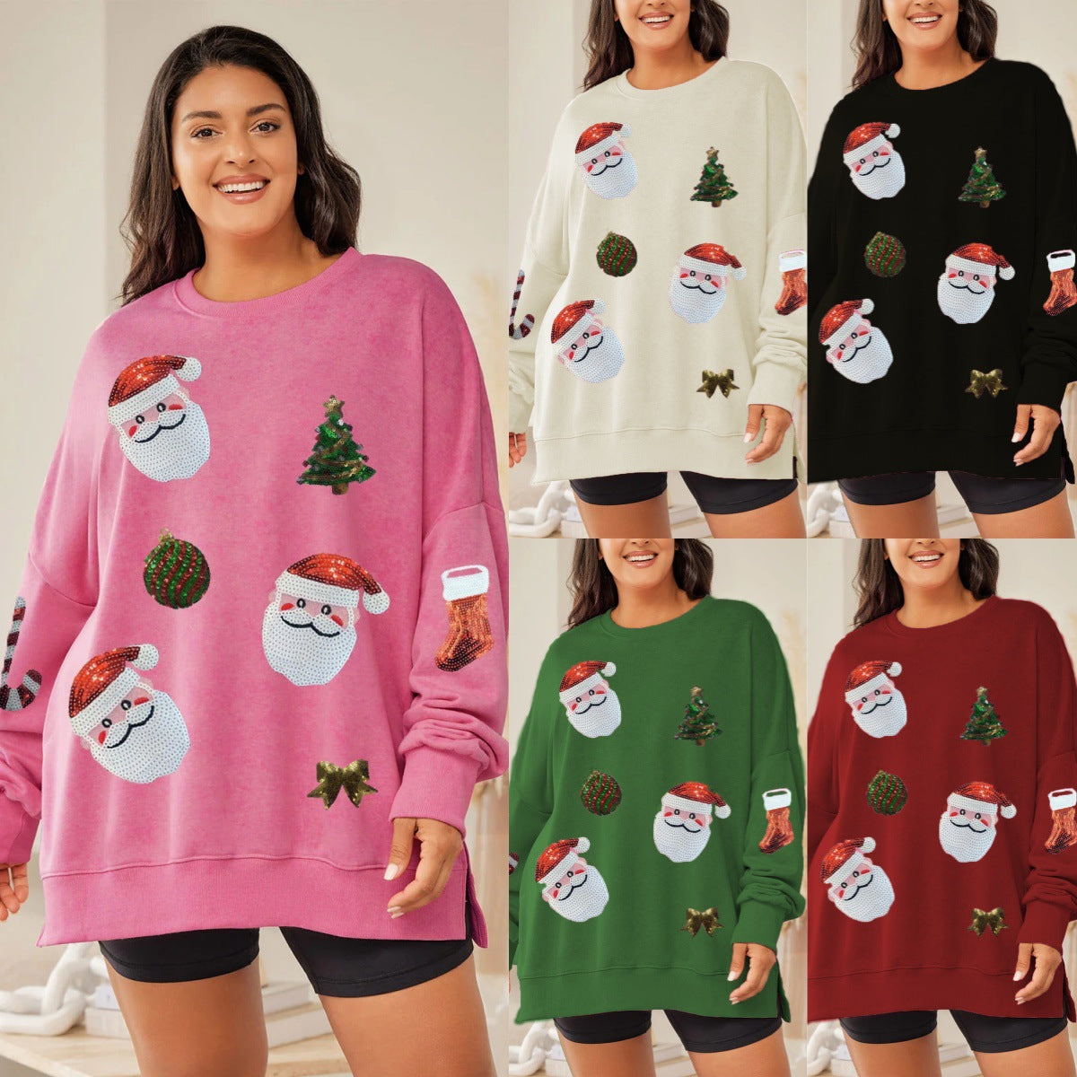 Women's Christmas Sequined Loose Casual Long Sleeve Sweater
