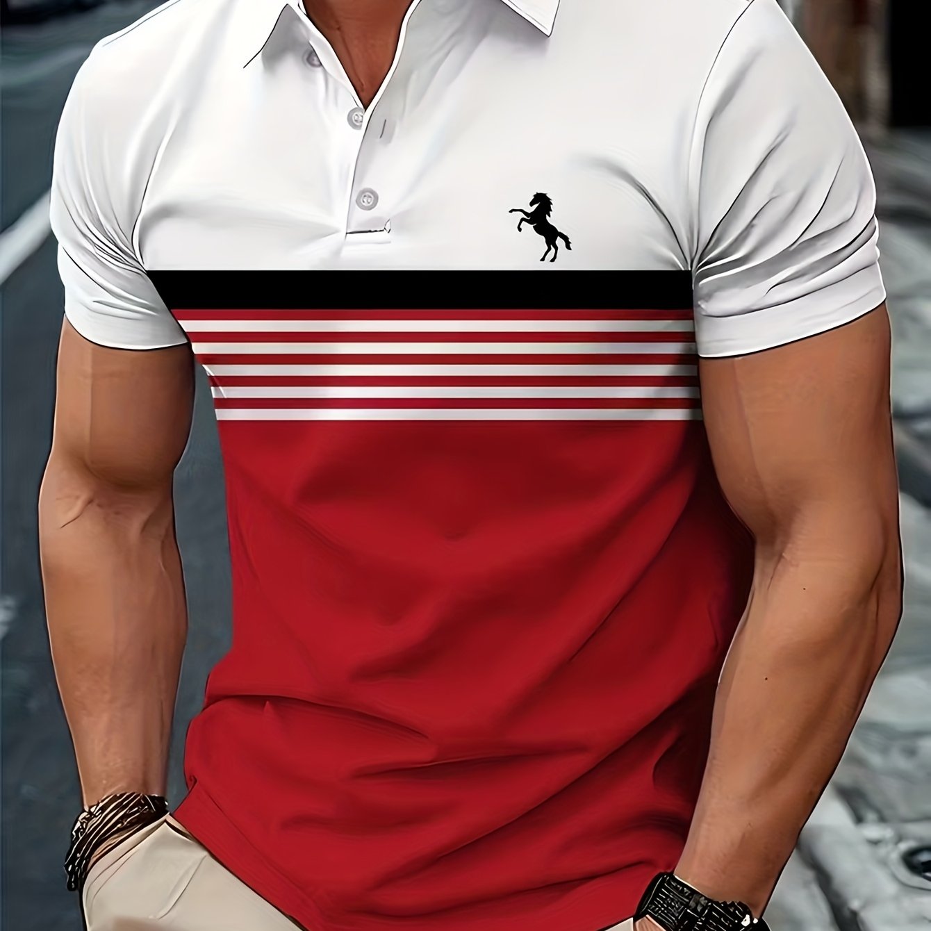 Men's Digital Print Polo Shirt