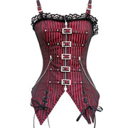 Striped Zippered Shapewear – Red & Black Waist & Chest Support