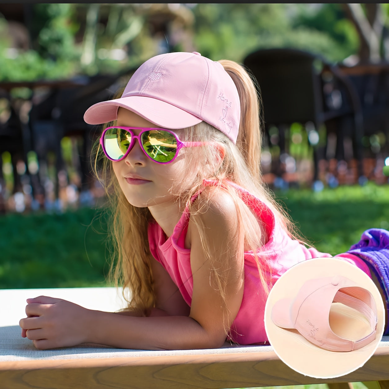 Kids Adjustable Heart Embroidery Baseball Cap for Boys and Girls