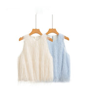 Chic Tassel-Trimmed Loose Fit Short Sleeve Top – Beige & Light Blue