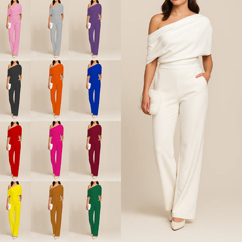 Elegant One-Shoulder Slimming Jumpsuit for Women