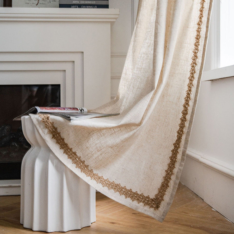 Polyester Linen Solid Color Simple Bedroom Living Room Half Shade Curtain