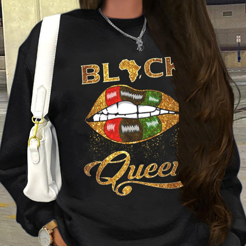 Casual Long Sleeve Printed Loose Crew Neck Autumn Sweater