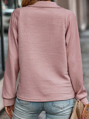 Women's Striped Zipper Stand Collar Sweatshirt