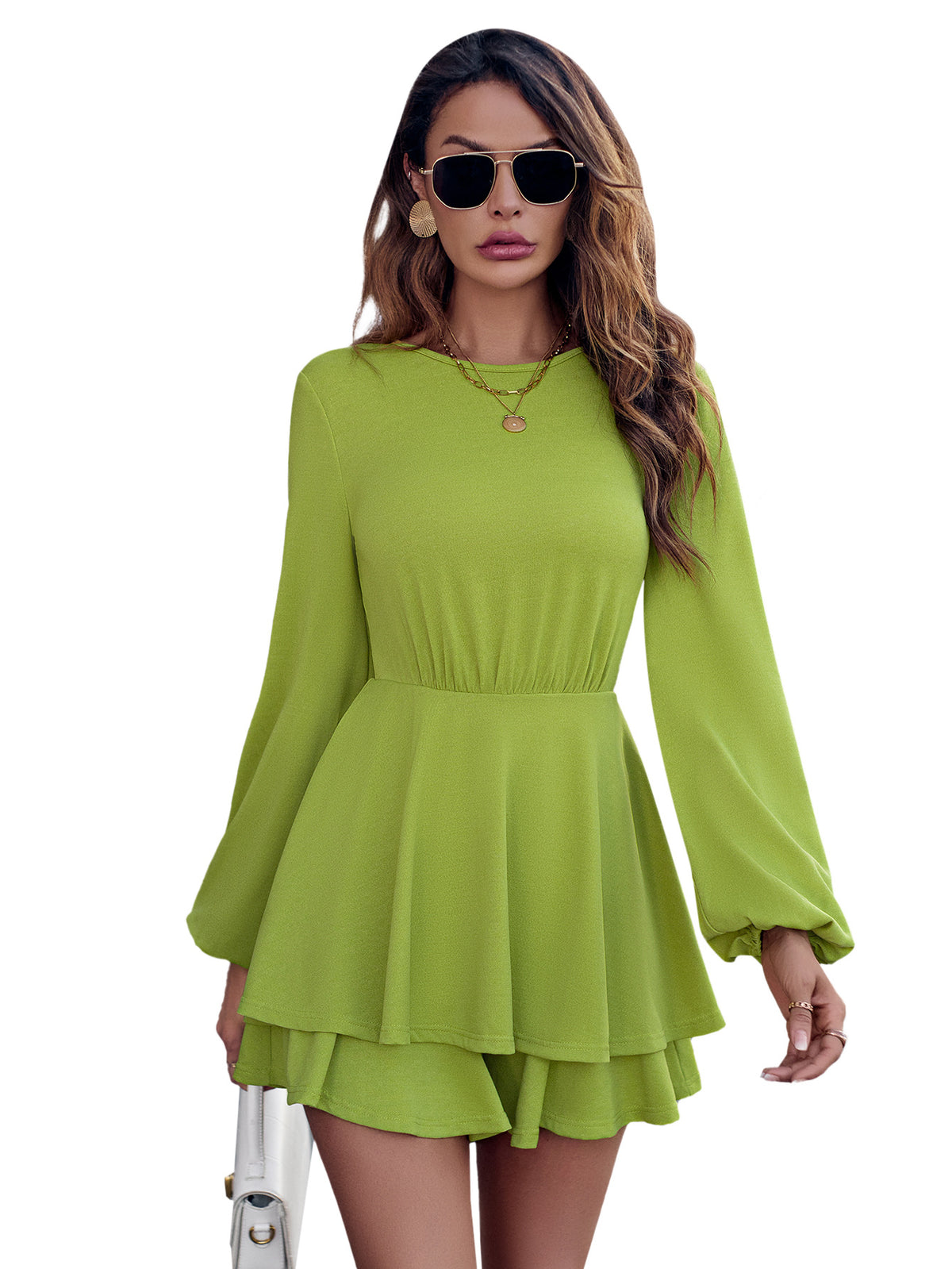 Solid Ribbed Long Sleeve Jumpsuit with Waistband
