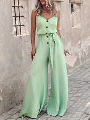 Elegant And Fashionable Mint Green Lace-up Jumpsuit