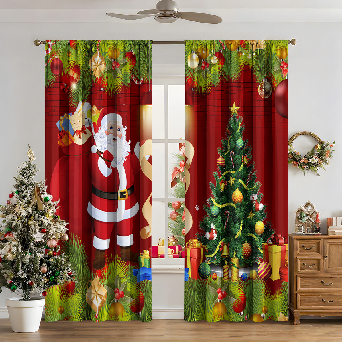 3d Digital Printed Christmas Curtains