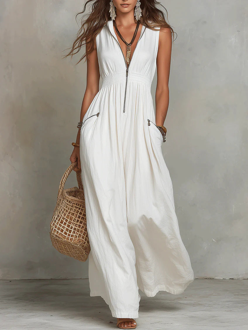 V-neck Bohemian-style Long Vacation Dress