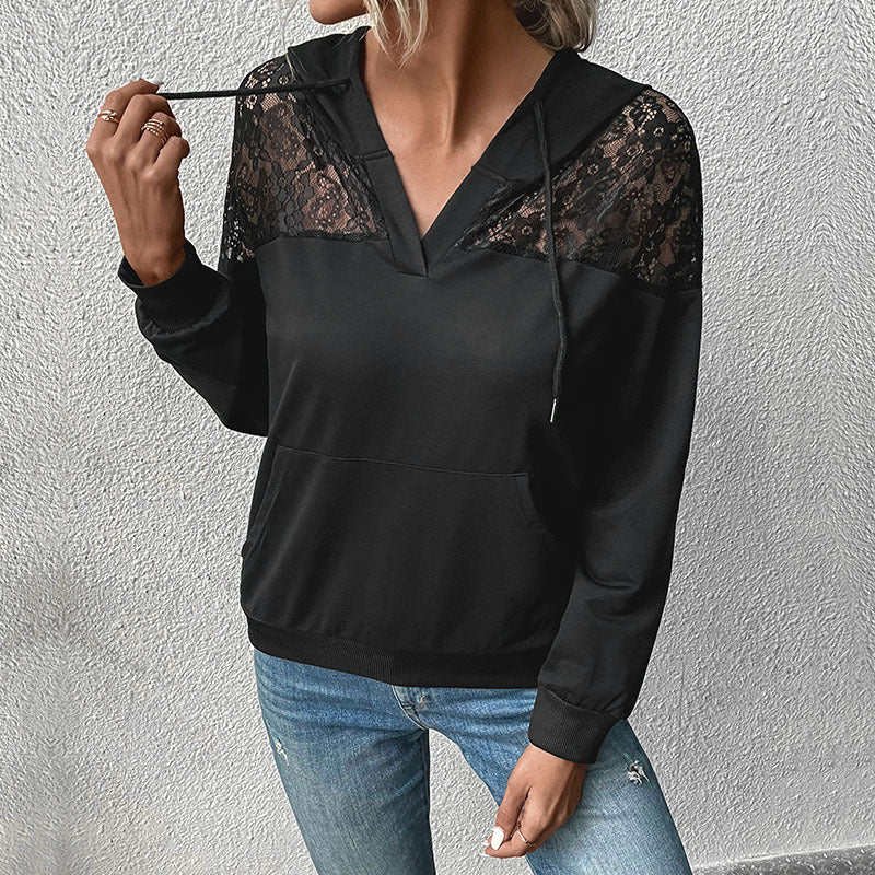 Cozy Black Long Sleeve Women's Hoodie Sweater