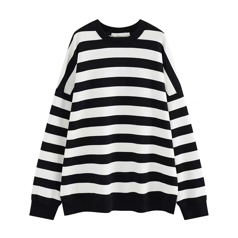 Women's Casual Striped Pullover Sweatshirt