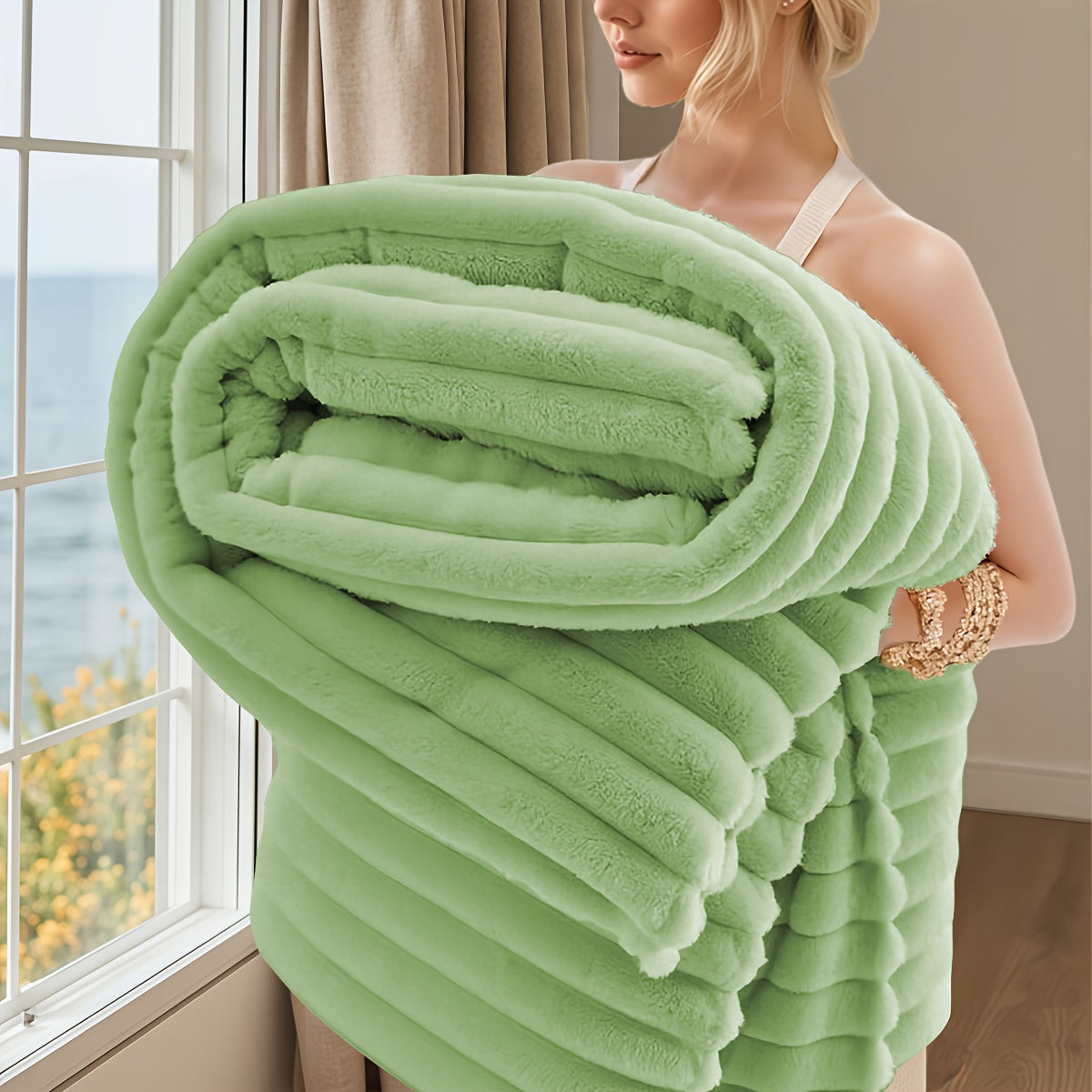 Luxurious Faux Rabbit Fur Throw Blanket