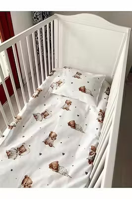 Organic cotton baby bedding set for 60x120 or 70x130 crib mattresses