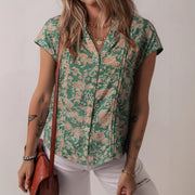 Vintage V-Neck Casual Womens Shirt