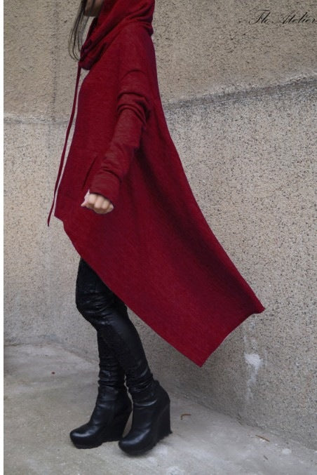 Plus Size Irregular Hooded Sweatshirt Mid-Length Casual Top
