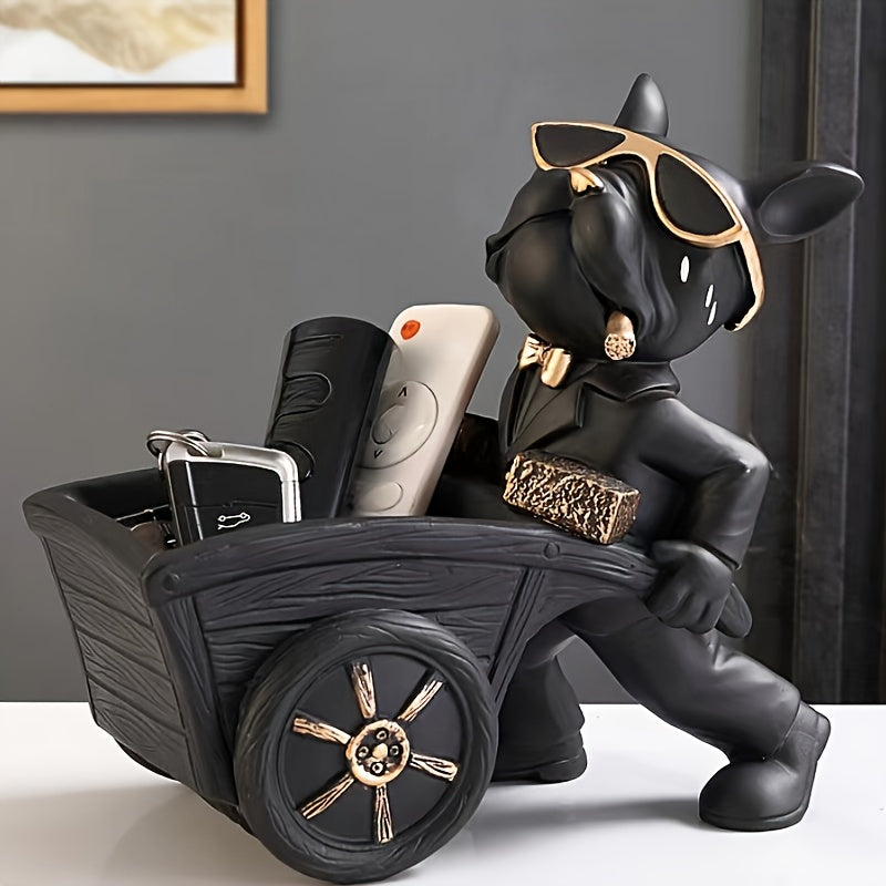 French Bulldog and stroller resin sculpture for Christmas table decoration