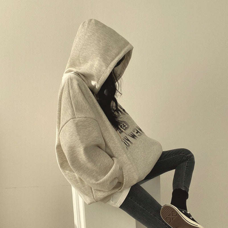 Women's Fleece-Lined Hooded Letter Sweatshirt