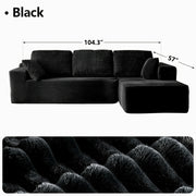 Modular L‑Shape Sectional Sofa with Chaise – Corduroy Fabric, 65" Reclining Chaise, No Assembly Required