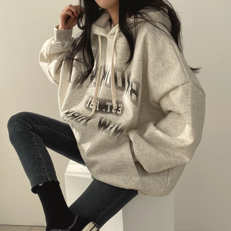 Women's Fleece-Lined Hooded Letter Sweatshirt