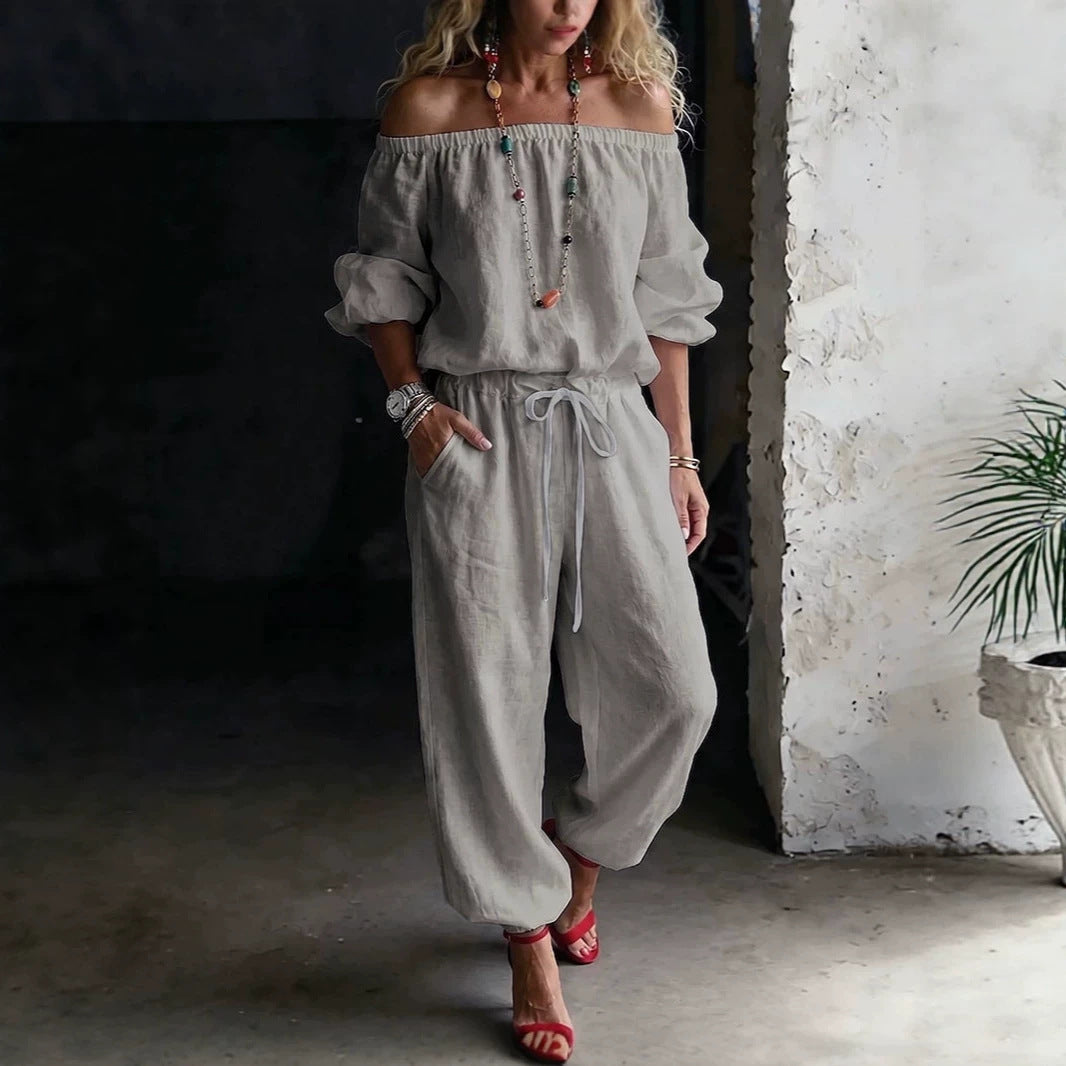 Chic One-Shoulder Top & Jogger Jumpsuit Set