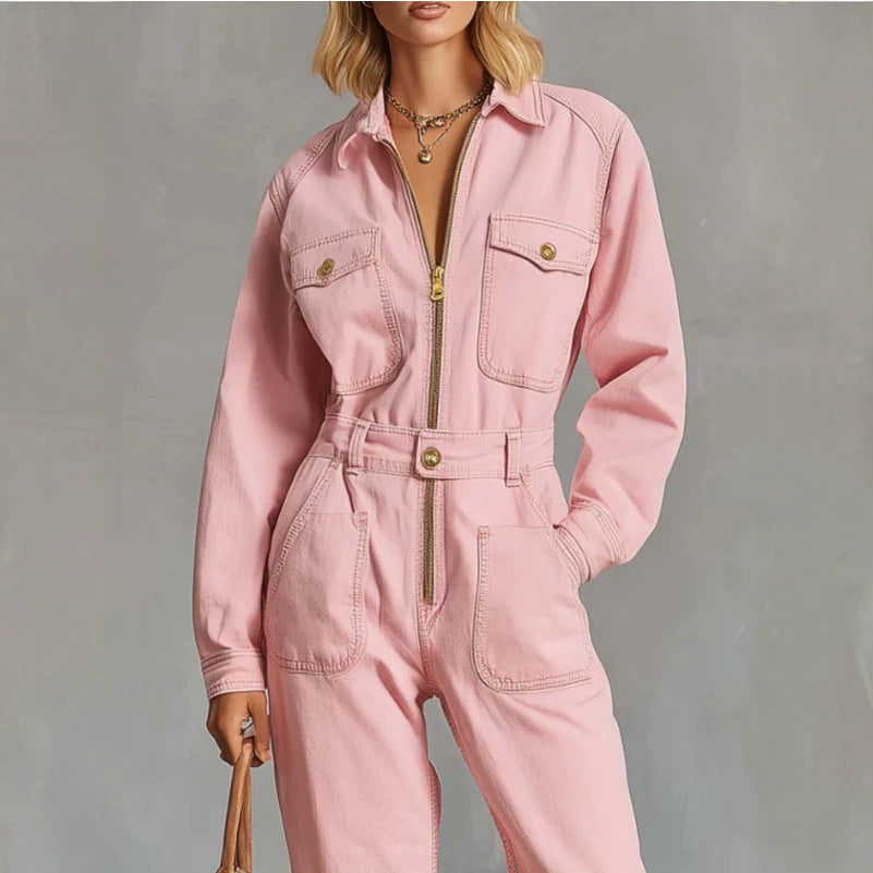 Retro Western Zip-Up Jumpsuit