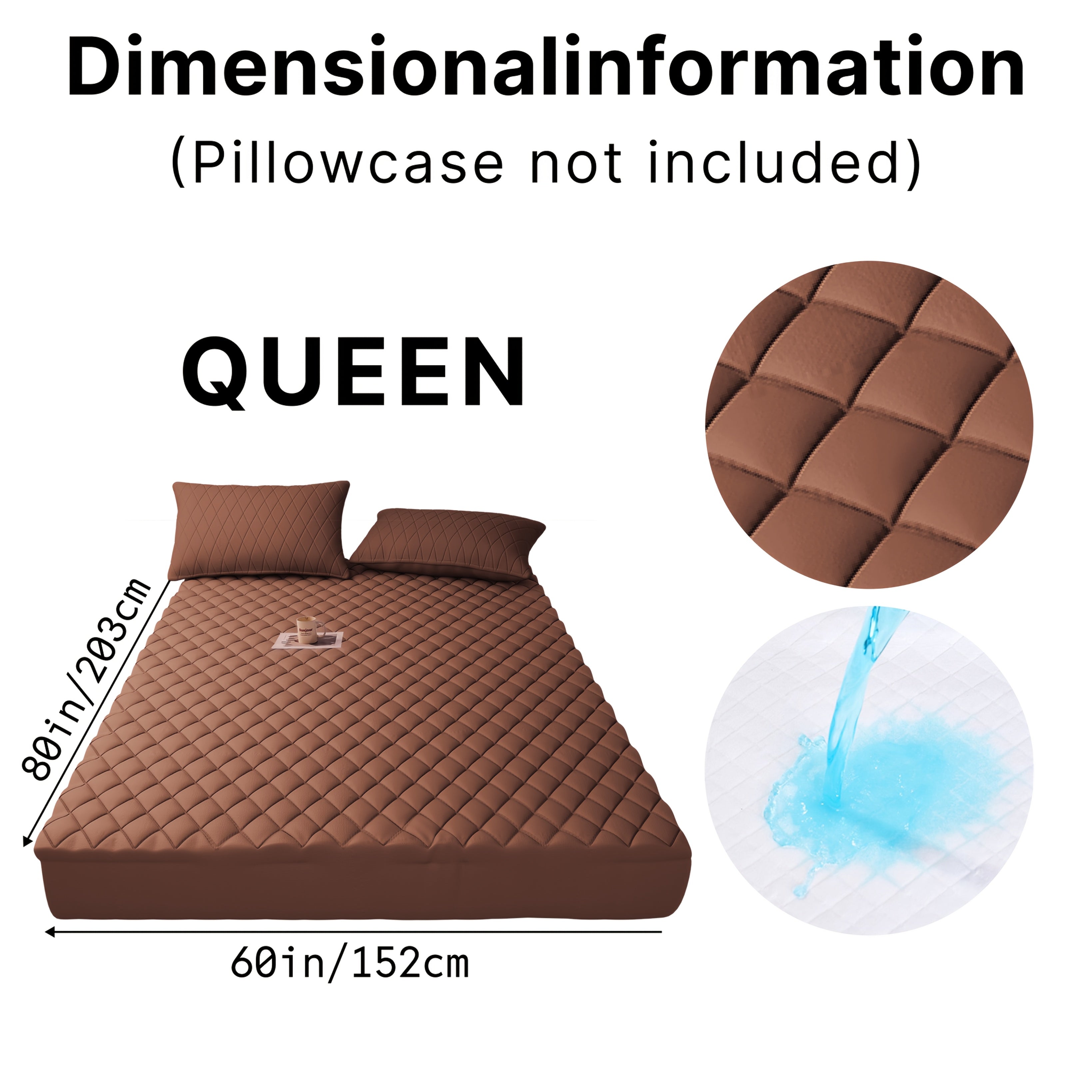 Waterproof Mattress Protector Quilted Thickened Comfortable Bedspread Layer with Deep Pocket Design, Warm Breathable Bedding for Bedroom Guest Room Hotel, Great for Holiday Gifts Black Friday And...