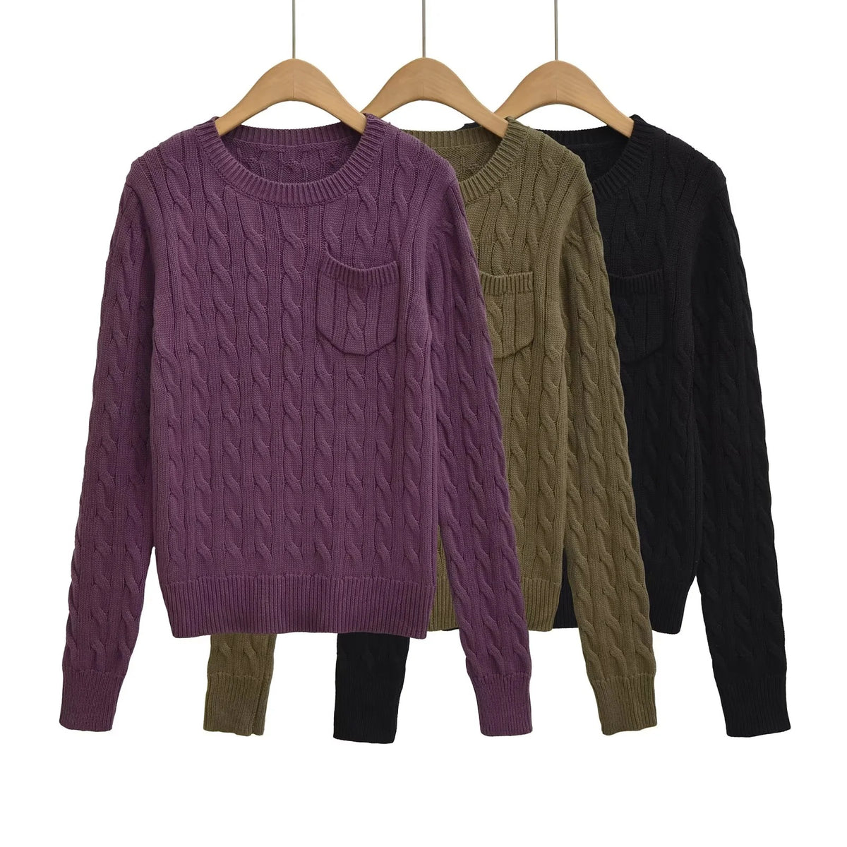 Korean-style Relaxed Versatile Purple Sweater for Petite Women