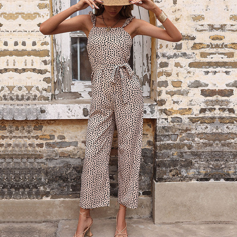 Retro Leopard Print Jumpsuit Women's