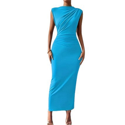 Womens Elegant Sophisticated Sleeveless Extra-long Slim-fit Sheath Dress
