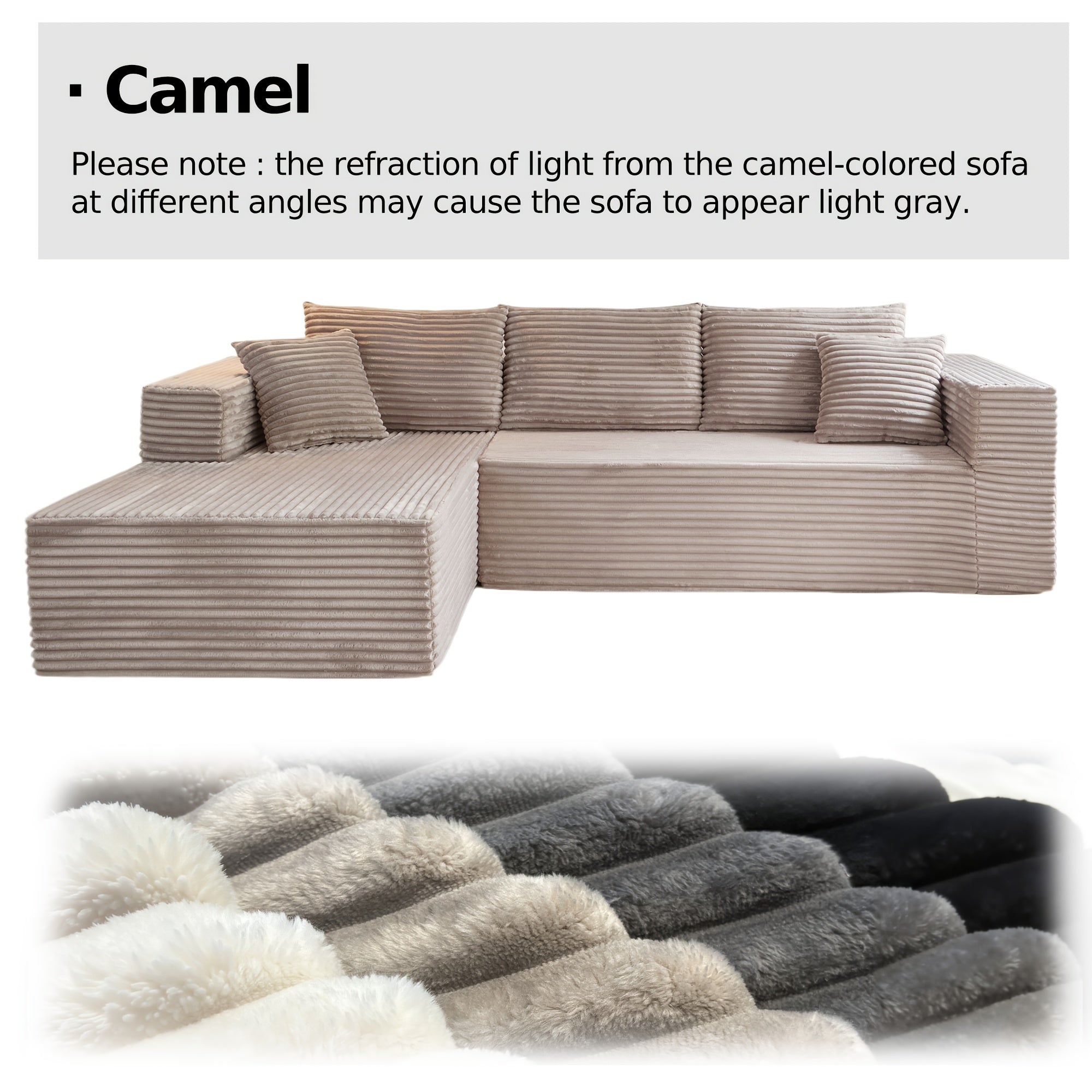 LIAROO Oversized L-Shaped Sectional Sofa with Chaise Lounge