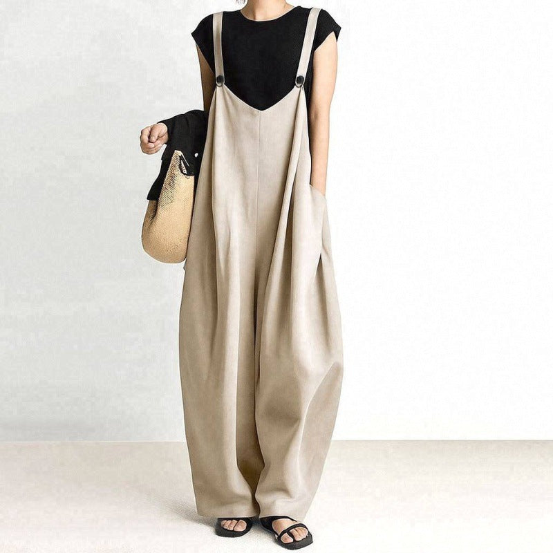 Japanese-Style High-Waist Wide-Leg Casual Overalls