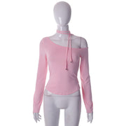 Chic One-Shoulder Slim Fit Long Sleeve Sweatshirt