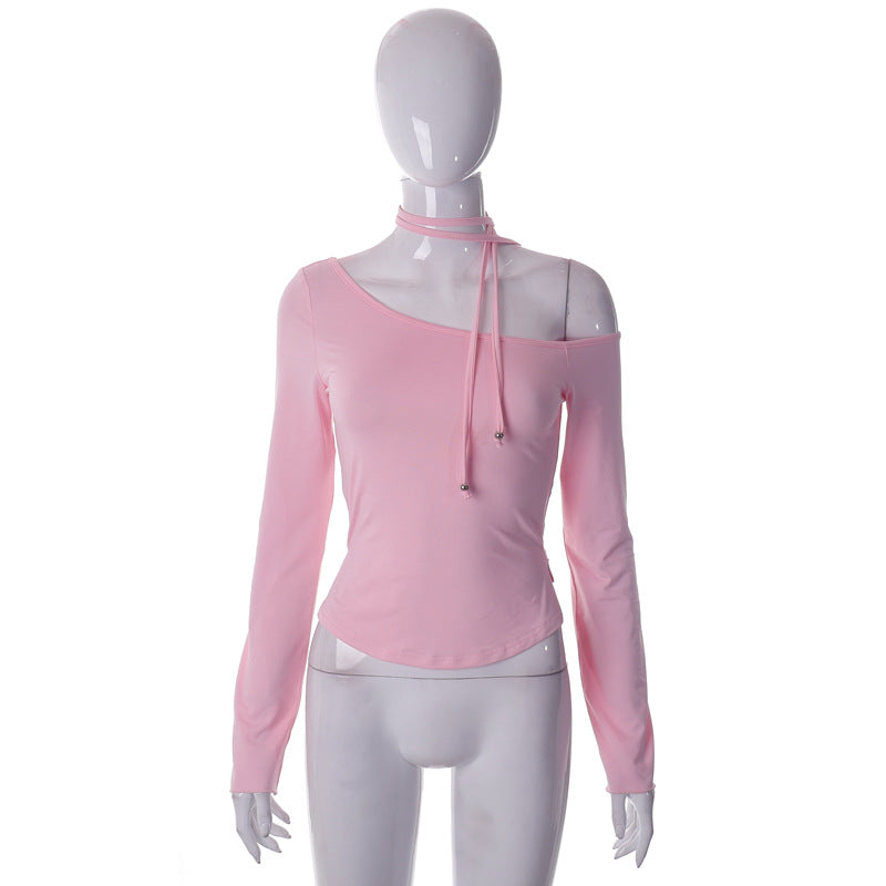 Chic One-Shoulder Slim Fit Long Sleeve Sweatshirt