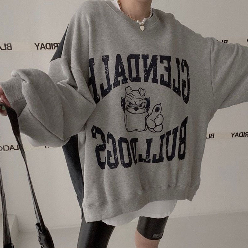 Casual Denim Spliced Long-Sleeve Women's Sweater