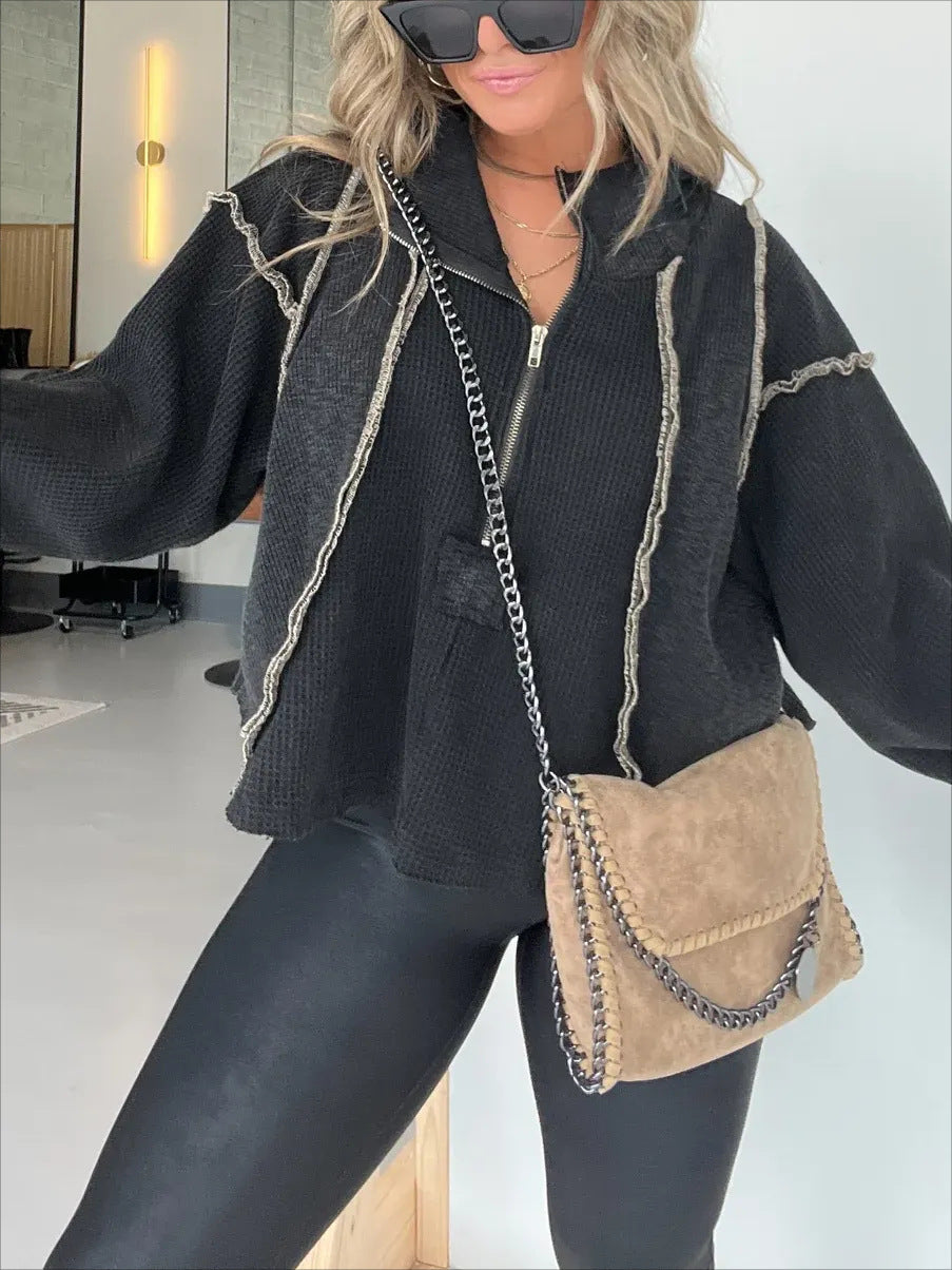 Cozy Frayed Hem Women's Sweater for Autumn & Winter