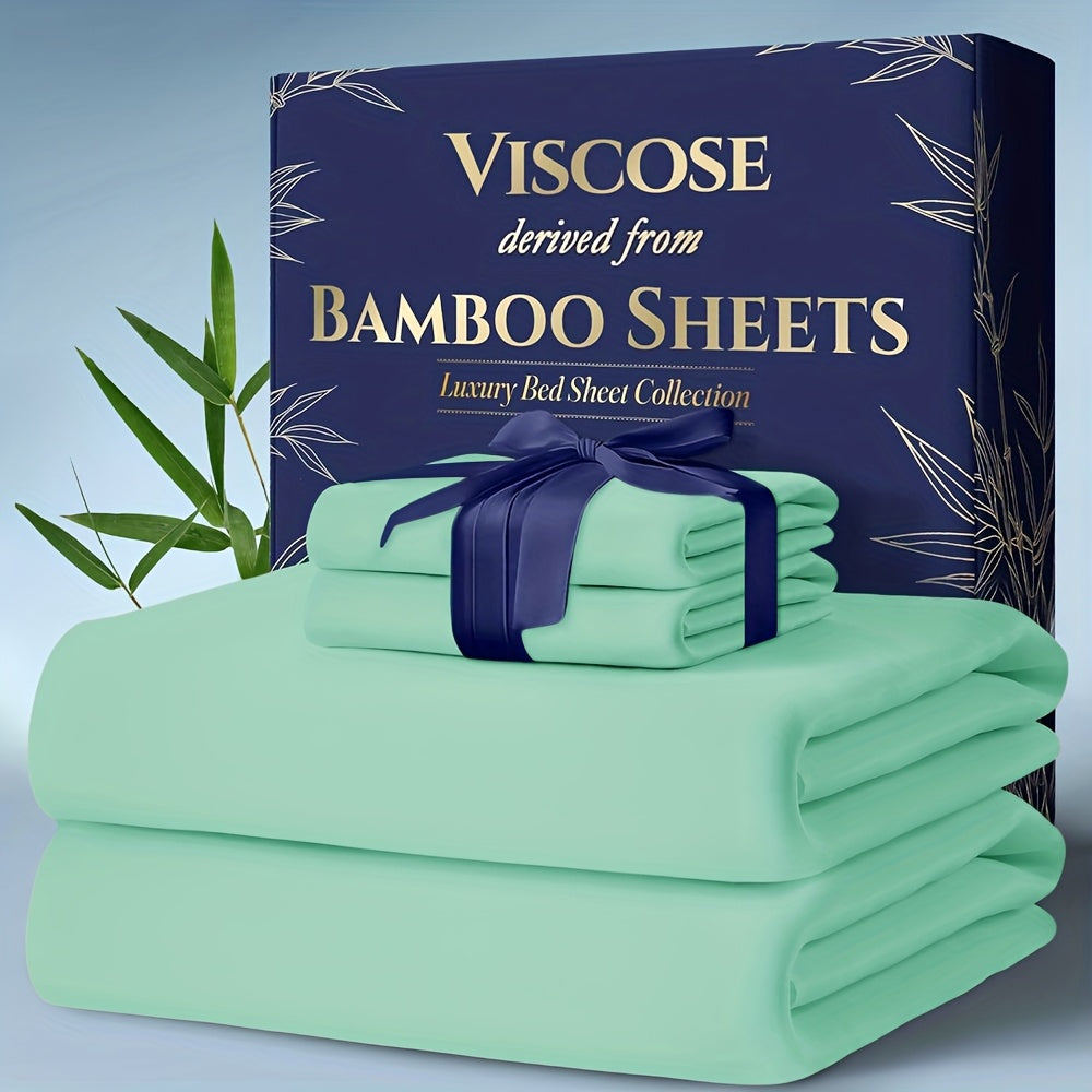 Cooling Bed Sheets King Sets - Luxurious & Ultra-Soft King Size Cooling Sheets for Hot Sleepers - Comfortable & Cool, Bamboo Blend Sheets King Size/Deep Pockets -Home Christmas Decorations