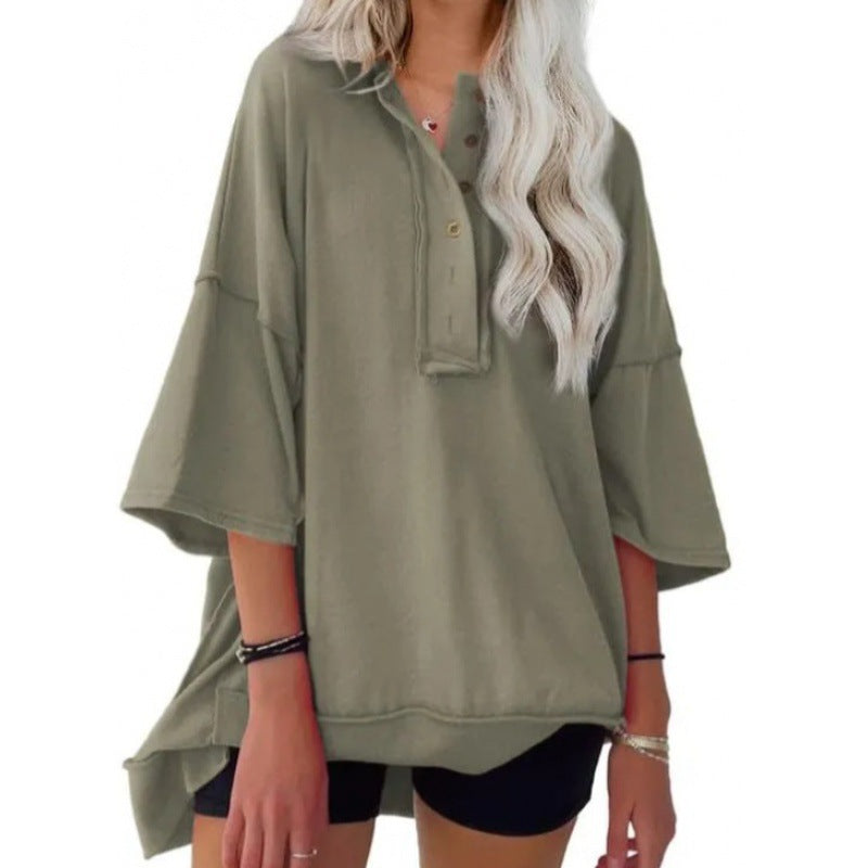 Cozy Solid Color Loose Casual Button Sweater