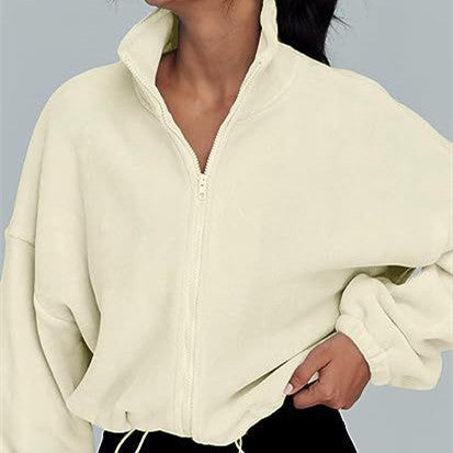 Women's Cozy Fleece Stand Collar Zipper Sports Jacket