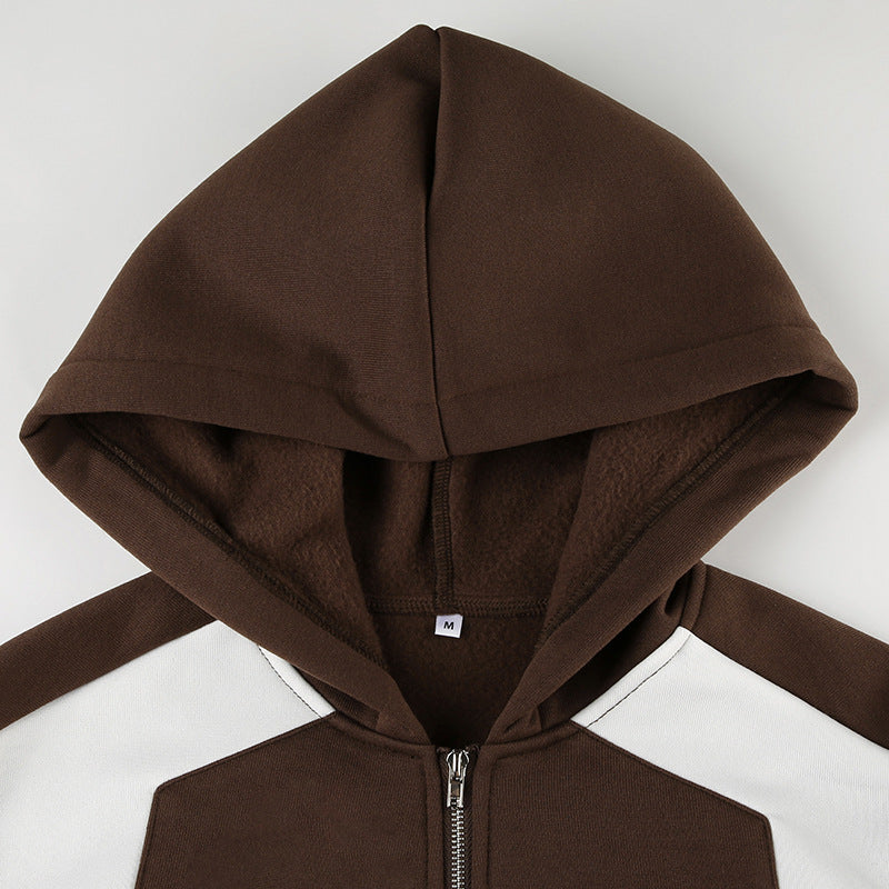 Chic Color-Block Star Print Hoodie for Women