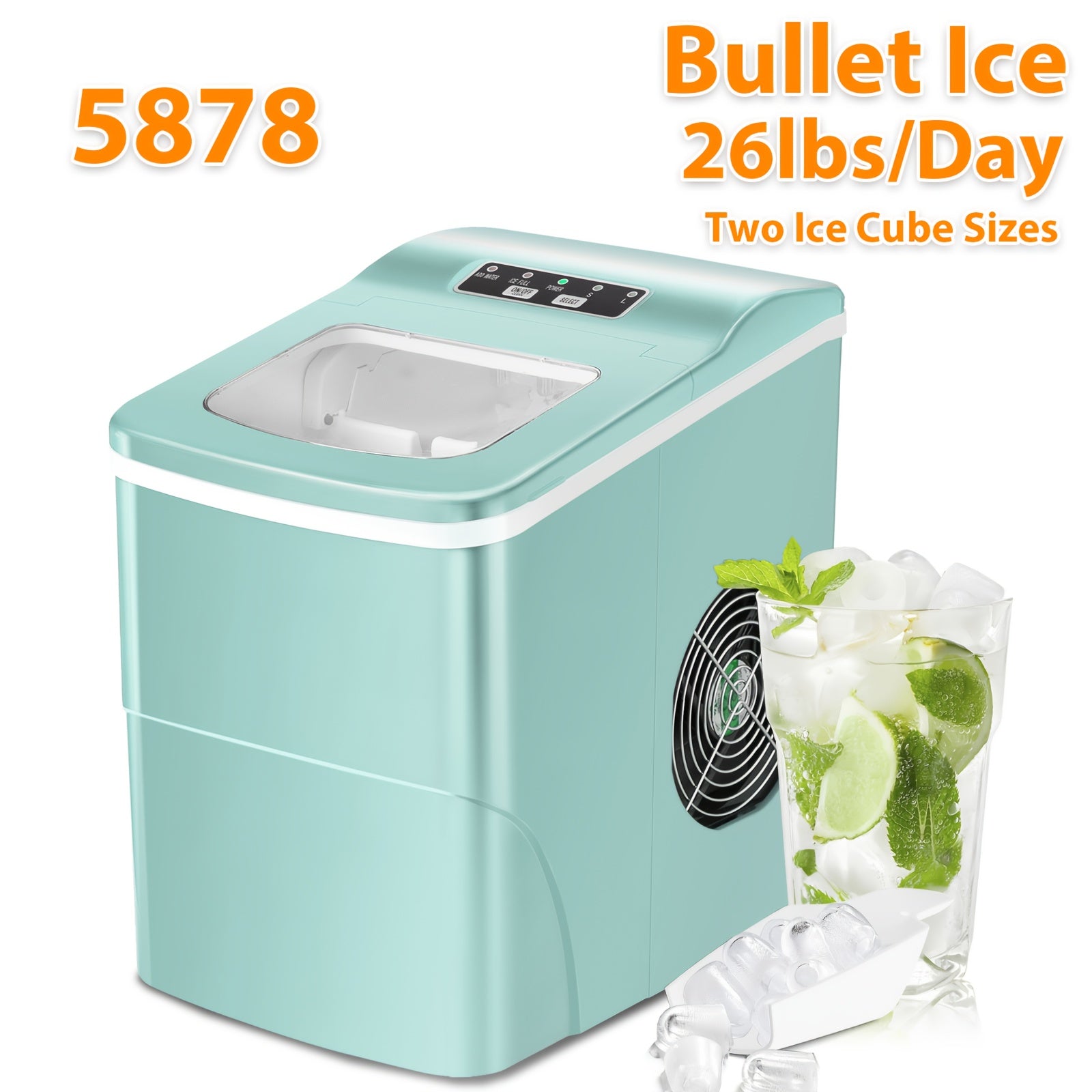 Nugget Countertop Ice Maker With Soft Chewable Ice, 35 Lbs/24 H, 26 Lbs/24 H, Pebble Portable Ice Machine, Stainless Steel Silver