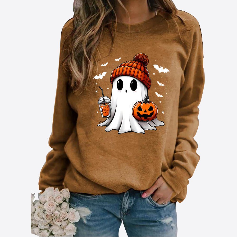 Halloween Print Long Sleeve Pullover Sweater