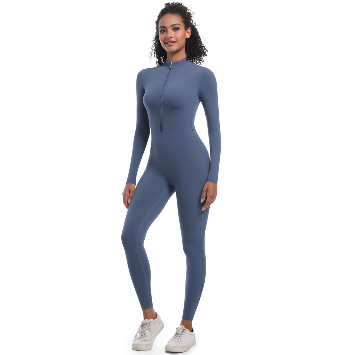Women's Half-Zip Form-Fitting Workout Jumpsuit