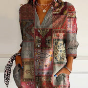 Casual Relaxed Fit Fashionable Long Sleeve Floral Print Shirt With A Turn Down Collar