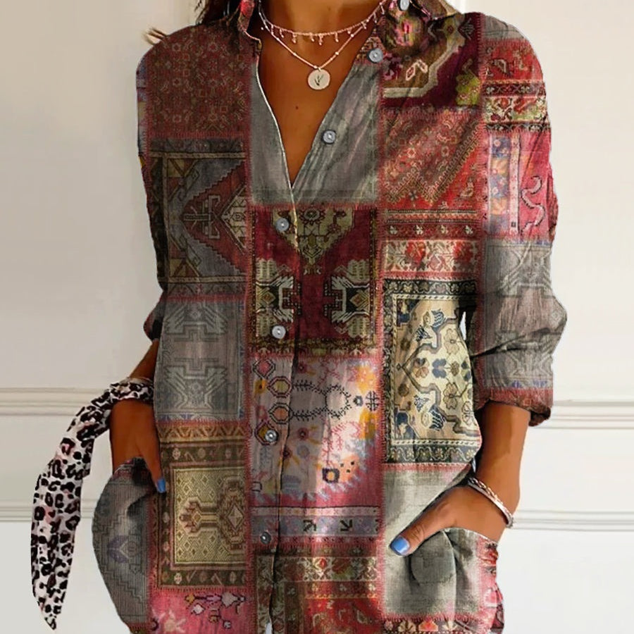 Casual Relaxed Fit Fashionable Long Sleeve Floral Print Shirt With A Turn Down Collar