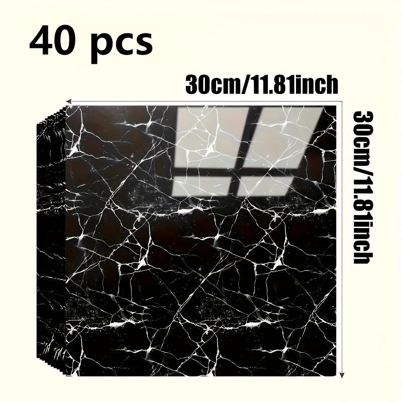 20/40/60/80/100pcs Glossy Marble Pattern Imitation Ceramic Tiles Self-Adhesive Wall Stickers, Peel and Stick, Waterproof for Living Room Kitchen Backsplash Bathroom Home Wall Stickers, Not Suitable…