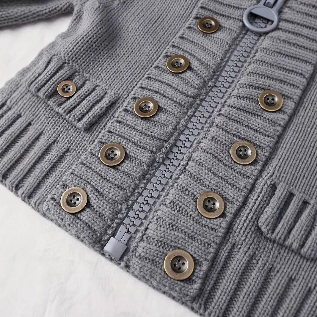 Double-breasted Stretchy Slim-fit Sweater Jacket