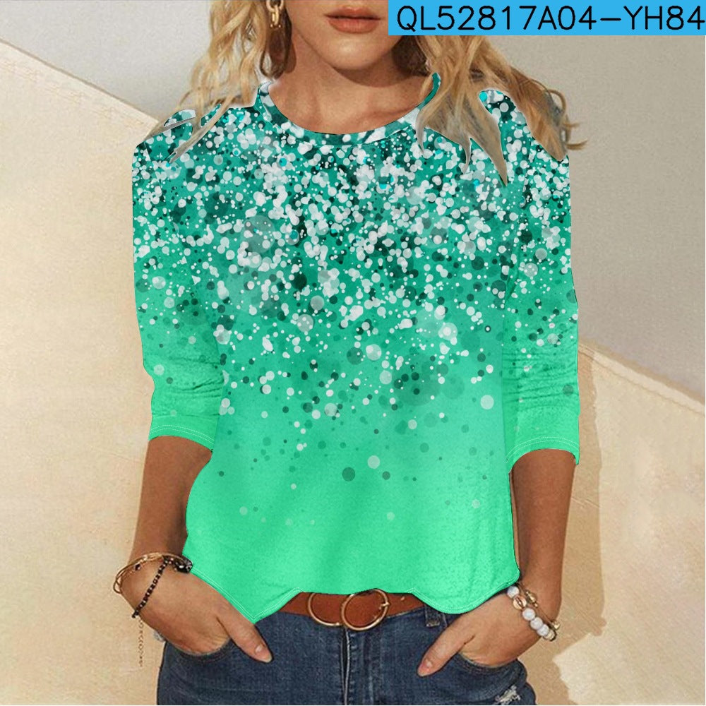 Women's 3D Printed Casual Long-Sleeve Graphic Tee