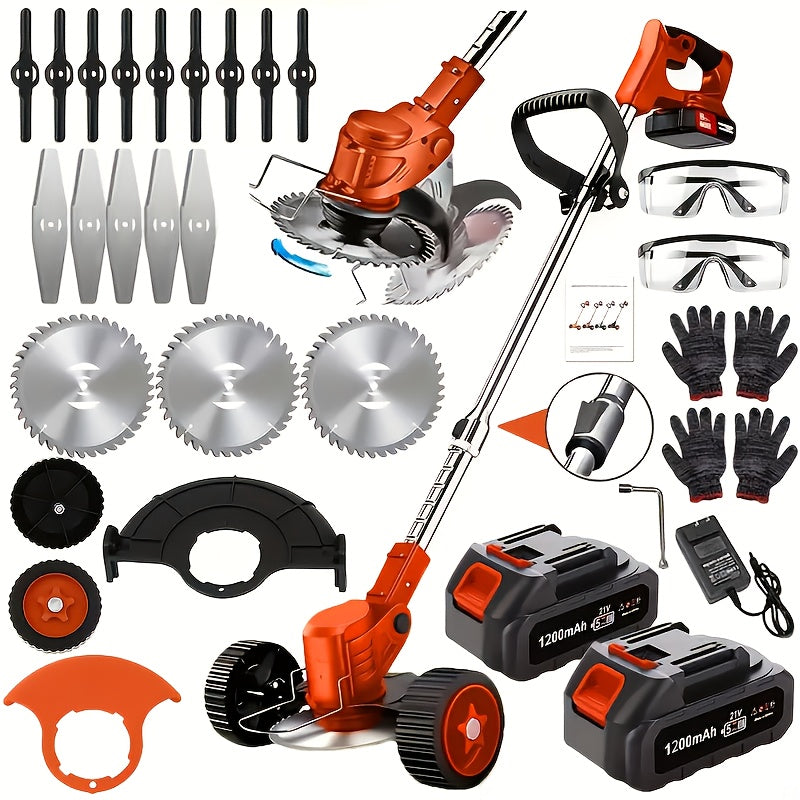 Portable Home Cordless Electric Lawn Mower, Yard Weeder/Cordless Lawn Mower With 3 Blade Sizes And Two High-Capacity Lithium-ion Batteries, Strong Power, Lots Of Freebies, Suitable For Lawn, Yard...