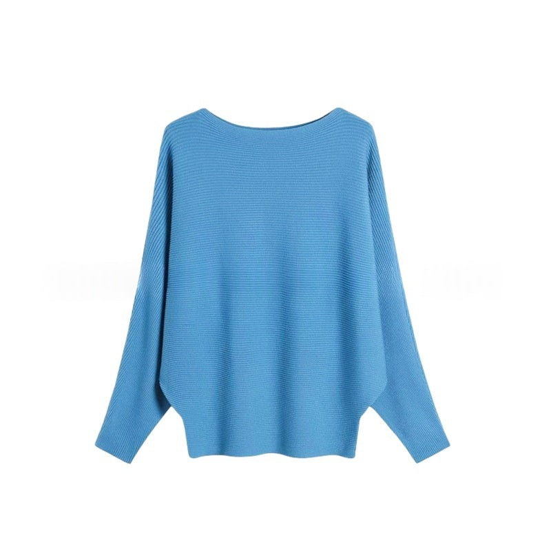 Halter-neck Batwing-sleeve Loose-fit Knit Sweater