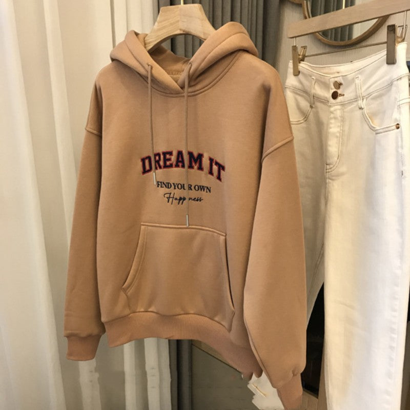 Women's Fleece-Lined Thickened Hooded Sweatshirt
